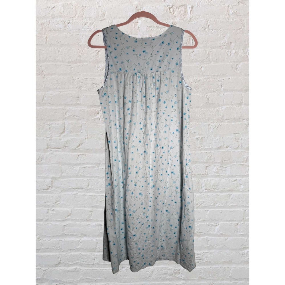 Earth Angels Womens Blue Floral Cotton Lace Trim Sleep Dress Nightgown Small - Picture 2 of 13